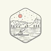 parque nacional sarek en arte de línea mono, diseño de placa de parche, diseño de emblema, diseño de camiseta vector