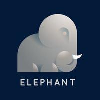 Vector Logo Illustration Head Elephant Gradient Colorful Style.