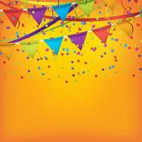 Streamers background design with birthday patterns and colorful confetti for birthday party and other celebrations. Vector illustration.