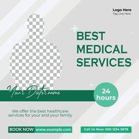 Medical healthcare service social media post template design vector