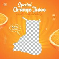 plantilla de publicación de redes sociales de bebida de naranja