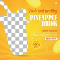 Special delicious pineapple juice sale  media banner post design template vector