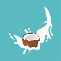 Vector illustration, coconut milk splash, element design for packaging, advertisement.
