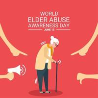 vector illustration, hand harassing old woman, as campaign banner, world elder abuse awareness day.