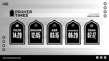 Modern Islamic prayer time schedule template design for website and print vector