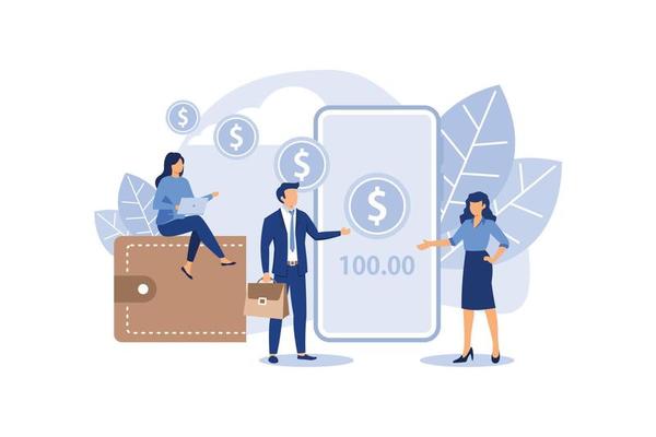Financial transactions, non-cash payment transactions. Pos-terminal and pay systems, currency, coins, NFC payment system flat modern design illustration
