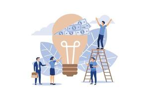 a group of people who invest in the idea, the concept of value, shopping flat vector illustration
