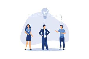 teamwork, brainstorming, collective creative thoughts flat vector illustration
