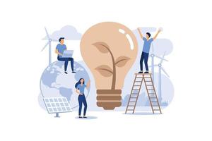 Green Clean Energy Concept, Showing green lifestyle using power from green energy, Suitable for landing page, UI, web, App intro card, and others flat vector illustration
