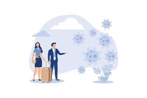 Avoid travel to stop global corona virus pandemic, vector flat illustration.