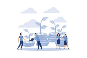 company is engaged in the joint construction and cultivation of cash profits, career growth to success, flat color icons, business analysis flat modern design illustration vector