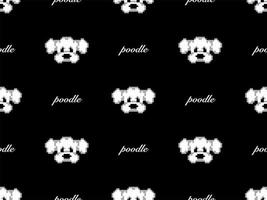 Poodle cartoon character seamless pattern on black background. Pixel style vector