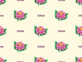 Lotus cartoon character seamless pattern on yellow background. Pixel style vector