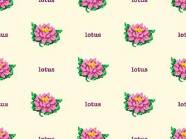 Lotus cartoon character seamless pattern on yellow background. Pixel style vector