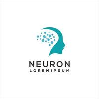 logotipo cerebral, nervio neuronal o inspiración en el diseño del logotipo con fondo negro vector