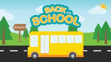 Back to school wallpaper background for banner with bus vector