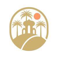 Dates tree island logo. Arabian dates vector. vector