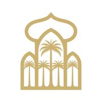 Arabian dates tree logo. Dates tree and mosque vector