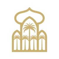 Arabian dates tree logo. Dates tree and mosque vector