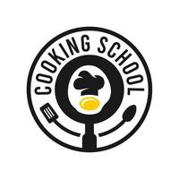 Cooking school logo, Food logo template vector