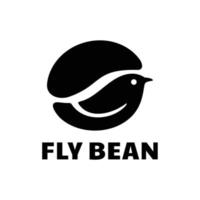 fly bean vector. coffee shop logo concept vector