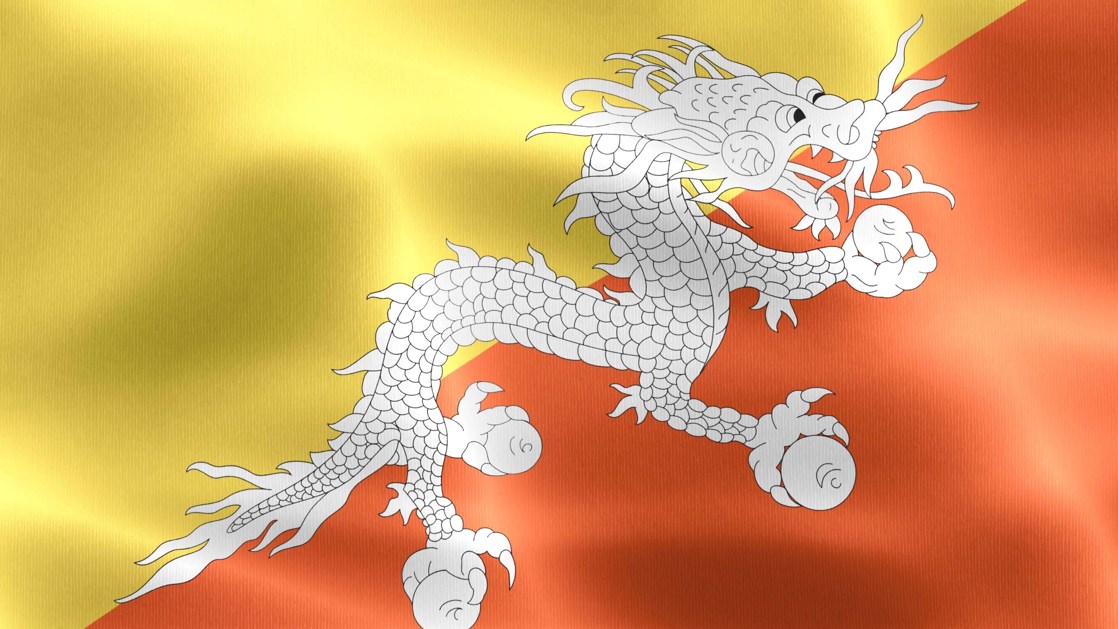 Bhutan flag - realistic waving fabric flag 7956631 Stock Video at Vecteezy