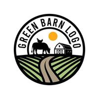 Green Barn Logo design. Vintage Barn vector icon