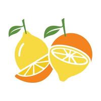 Orange and Lemon vector. Fresh lemon fruits on summer season. Summer fruit vector