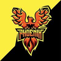 Phoenix gaming logo. E sport logo design. Fire bird vector