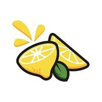 Lemon slice art vector. Fresh lemon fruits on summer season. Summer fruit vector