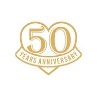 50 Anniversary gold numbers. Celebration 50th anniversary event party template. Happy Anniversary card vector