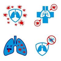 paquete de icono de vector de cáncer de pulmón. logotipo de medicina, icono médico. plantilla de diseño de logotipo para clínica. símbolo de vector de corazón