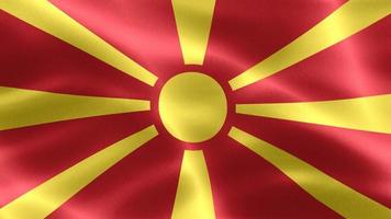 bandeira da macedônia do norte - bandeira de tecido acenando realista