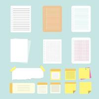 Paper note Collection set. School education design element vector