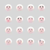 colección de adorables dibujos animados de emoticonos kawaii adorables en 3d vector