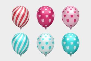 realistic chrome balloon 3d collection set vector