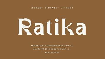 Elegant alphabet letters font ratika vector