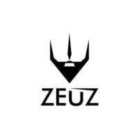 Greek god Zeus. A man with a gray beard. Vector illustration. negative space zeus illustration logo, Zeus god head black logo design