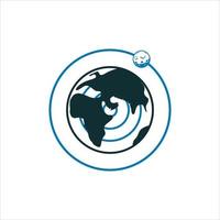 Orbit of the Sun, Earth and Moon, Solar Planet System Blue Flat Icon On White Background vector