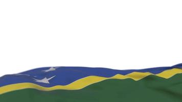 Solomon Islands fabric flag waving on the wind loop. Solomon Islands embroidery stiched cloth banner swaying on the breeze. Half-filled white background. Place for text. 20 seconds loop. 4k video