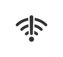 símbolo wifi e icono de signo de exclamación. interferencia de la señal inalámbrica de Internet. error wifi. icono de wifi de falla. señal de internet inalámbrica desconectada. ilustración vectorial aislado sobre fondo blanco vector