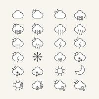 conjunto de ilustraciones vectoriales conjunto de iconos meteorológicos con símbolos meteorológicos. fondo aislado vector