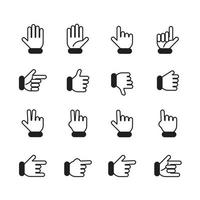 Hands collection line icon. Hand counting and hand gesture icon such as like, love, fist . black line. isolated background vector