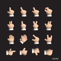 vector Hands collection d3  icon. Hand counting and hand gesture icon such as like, love, fist .  isolated background. illustration.
