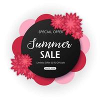 Summer sale background banner with beautiful red flowers vector