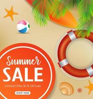 Summer sale background with beach elements vector