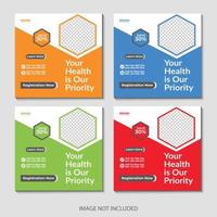 Flat design of medical social media post template vector