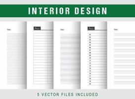 Printable Notebook Papers Interior Design Template vector