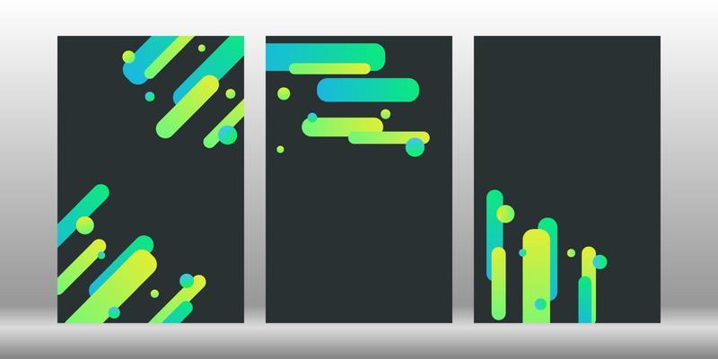 A fashionable set of flyers. Dark background with bright elements. Abstract template for a post, website, presentation, story.