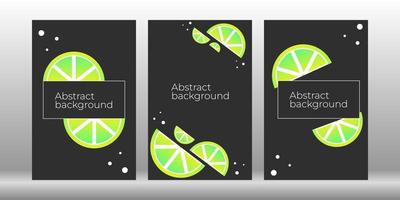 A modern set of vector abstract illustrations. Colorful fashion poster with lemons. Elegant creative background.